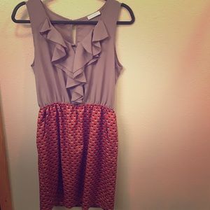 Peppermint Gray/Orange print Ruffle Dress